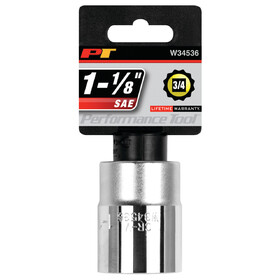 Performance Tool W34536 3/4" Drive 1-1/8" 12pt Socket