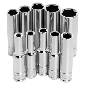 Performance Tool W36300 10 pc. 1/4" Drive 6pt SAE Deep Socket Set