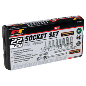 Performance Tool W36901 22 pc. SAE 1/4" Drive Socket Set