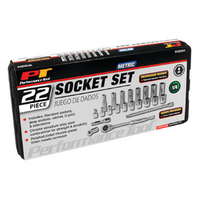 Performance Tool W36904 22 pc. Metric 1/4" Drive Socket Set
