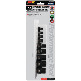 Performance Tool W38964 9 pc. Impact Metric Hex Bit Socket Set