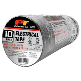 Performance Tool W507 10 pk. 3/4" x 60' Black Electrical Tape
