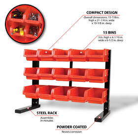 Performance Tool W5186 15 Bin Table Top Storage Rack