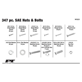 Performance Tool W5221 347 pc. SAE Nuts & Bolts Assortment