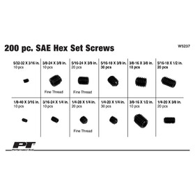 Performance Tool W5237 200 pc. SAE Hex Set Screw Assortment