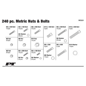 Performance Tool W5331 240 pc. Metric Nuts & Bolts Assortment