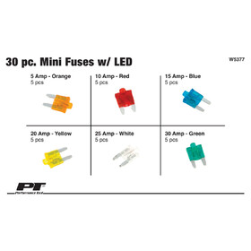 Performance Tool W5377 30 pc. Mini Fuse Assortment w/ LED