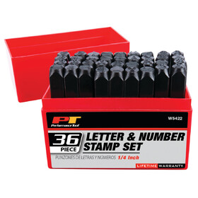 Performance Tool W5422 1/4" Steel Letter/Number Stamp Set
