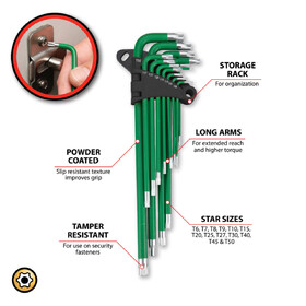 Performance Tool W80200 13 pc. Long Arm Star Key Set