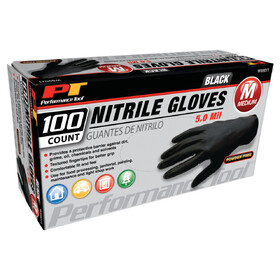 Performance Tool W89011 Black Nitrile Gloves Medium