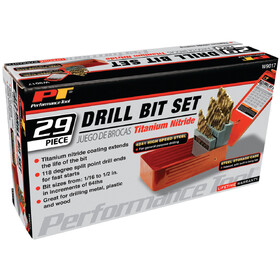 Performance Tool W9017 29 pc. Drill Bit Set w/Steel Case