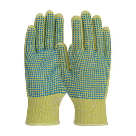West Chester 08-K252 Kut Gard Seamless Knit Kevlar / Cotton Plated Glove with Double-Sided PVC Dot Grip - Medium Weight