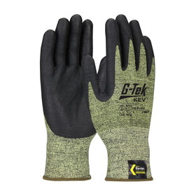 PIP 09-K1600 G-Tek KEV Seamless Knit Kevlar Blended Glove with Nitrile Coated Foam Grip on Palm &amp; Fingers