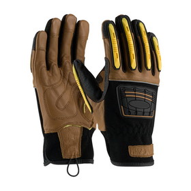 PIP 120-4150 Maximum Safety Reinforced Goatskin Leather Palm Glove with Leather Back and Kevlar Lining - TPR Dorsal Impact Protection