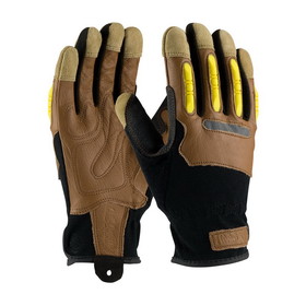 PIP 120-4200 Maximum Safety Journeyman Goatskin Leather Palm Glove with Leather Back and TPR Knuckle Guards