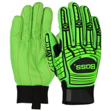 PIP 120-MP2100 Boss Green Corded Cotton Palm and Spandex Back - TPR Impact Protection