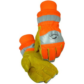 PIP 1353 Caiman Cowhide Leather Palm Glove with Hi-Vis Back - Heatrac Insulation