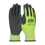West Chester 16-323 G-Tek PolyKor Hi-Vis Seamless Knit PolyKor Blended Glove with Nitrile Coated Foam Grip on Palm & Fingers
