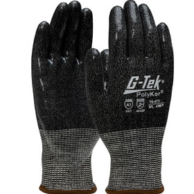 PIP 16-473 G-Tek PolyKor Seamless Knit PolyKor Blended Glove with Silicone Coated Flat Grip on Palm & Fingers
