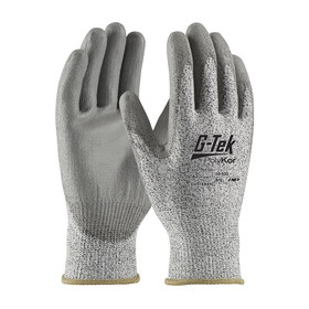PIP 16-533 G-Tek PolyKor Industry Grade Seamless Knit PolyKor Blended Glove with Polyurethane Coated Flat Grip on Palm &amp; Fingers - Bulk Pack