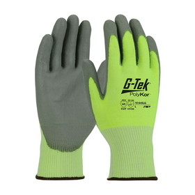 PIP 16-645LG G-Tek PolyKor Seamless Knit PolyKor Blended Glove with Polyurethane Coated Flat Grip on Palm &amp; Fingers