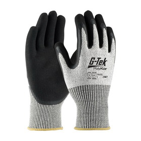 PIP 16-815 G-Tek PolyKor Seamless Knit PolyKor Blended Glove with Double-Dipped Latex Coated MicroSurface Grip on Palm &amp; Fingers