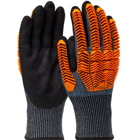 West Chester 16-MPT430 G-Tek PolyKor Seamless Knit PolyKor Blended Glove with D3O Impact Protection and Nitrile MicroSurface Coated Palm & Fingers