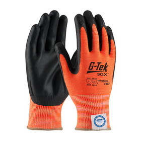 West Chester 19-D340OR G-Tek 3GX Hi-Vis Seamless Knit Dyneema Diamond Blended Glove with Nitrile Coated Foam Grip on Palm &amp; Fingers