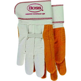 PIP 1BC28372 Boss Regular Grade Chore Glove with Double Layer Palm, Cotton Back and Nap-Out Finish - Rubberized Safety Cuff