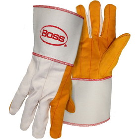 PIP 1BC28571 Boss Premium Grade Chore Glove with Double Layer Palm, Cotton Back and Nap-Out Finish - Plasticized Gauntlet Cuff