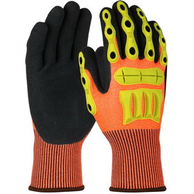 PIP 1CF7006FTPR G-Tek Seamless Knit HPPE Blended Glove with Impact Protection and Sandy Nitrile Coated Palm & Fingers