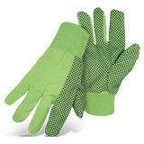 PIP 1JP5110N Fluorescent Corded Canvas Glove with PVC Dotted Grip on Palm, Thumb and Index Finger - 10 oz. Double Palm
