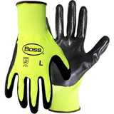 PIP 1UH7802 Boss Hi-Vis Seamless Knit Polyester Glove with Nitrile Coated Smooth Grip on Palm & Fingers