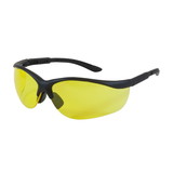 West Chester 250-21-0409 Hi-Voltage AC Semi-Rimless Safety Glasses with Black Frame, Amber Lens and Anti-Scratch Coating