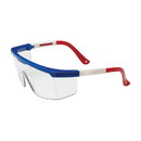 West Chester 250-24-0300 Hi-Voltage ARC Semi-Rimless Safety Glasses with Red / White / Blue Frame, Clear Lens and Anti-Scratch Coating