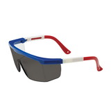 West Chester 250-24-0301 Hi-Voltage ARC Semi-Rimless Safety Glasses with Red / White / Blue Frame, Gray Lens and Anti-Scratch Coating