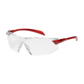 PIP 250-45-1020 Radar Rimless Safety Glasses with Red Temple, Clear Lens and Anti-Scratch / Anti-Fog Coating