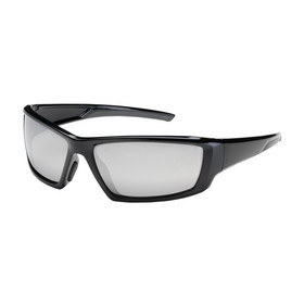 PIP 250-47-0005 Sunburst Full Frame Safety Glasses with Black Frame, Silver Mirror Plus Lens and Anti-Scratch / Anti-Reflective Coating