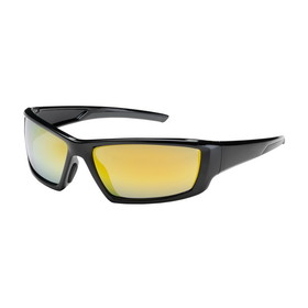 PIP 250-47-0007 Sunburst Full Frame Safety Glasses with Black Frame, Gold Mirror Plus Lens and Anti-Scratch / Anti-Reflective Coating