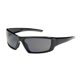 PIP 250-47-0041 Sunburst Full Frame Safety Glasses with Black Frame, Polarized Gray Lens and Anti-Scratch / Anti-Fog Coating