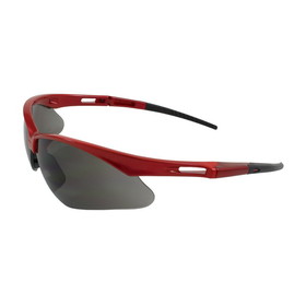 PIP 250-AN-10117 Anser Semi-Rimless Safety Glasses with Red Frame, Gray Lens and Anti-Scratch Coating