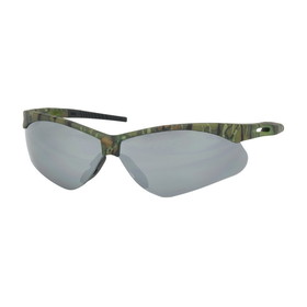 PIP 250-AN-10128 Anser Semi-Rimless Safety Glasses with Camouflage Frame, Silver Mirror Lens and Anti-Scratch Coating