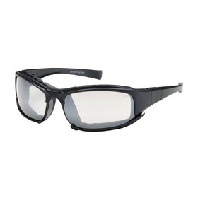 PIP 250-CE-10092 Cefiro Full Frame Safety Glasses with Black Frame, Rubber Foam Padding, I/O Lens and Anti-Scratch / Anti-Fog Coating