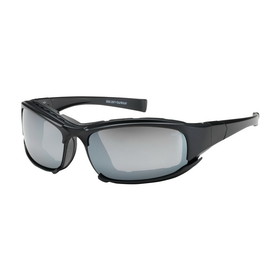 PIP 250-CE-10095 Cefiro Full Frame Safety Glasses with Black Frame, Rubber Foam Padding, Silver Mirror Lens and Anti-Scratch / Anti-Fog Coating