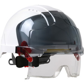 PIP 280-EVLN EVO VISTAlens Type I, Vented Industrial Safety Helmet with Lightweight ABS Shell, Integrated ANSI Z87.1 Eye Protection, 6-Point Polyester Suspension and Wheel Ratchet Adjustment