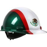 PIP 280-HP341R-MEX Dom Cap Style Smooth Dome Hard Hat with HDPE Shell, 4-Point Textile Suspension, Graphic Wrap and Wheel-Ratchet Adjustment