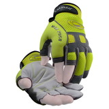 PIP 2958 Caiman MAG Multi-Activity Glove with Sheep Grain Leather Palm and Hi-Vis AirMesh Back - Partial Half-Finger