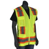 PIP 302-0512 ANSI Type R Class 2 Women's Contoured Two-Tone Eleven Pocket Surveyors Vest with Solid Front and Mesh Back