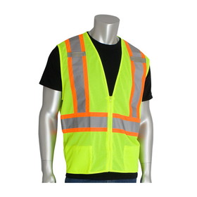 PIP 302-0600D PIP ANSI Type R Class 2 Two-Tone Mesh Vest with &quot;D&quot; Ring Access