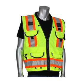 PIP 302-0900 PIP ANSI Type R Class 2 Two-Tone Fifteen Pocket Tech-Ready Ripstop Surveyors Vest with Mesh Back